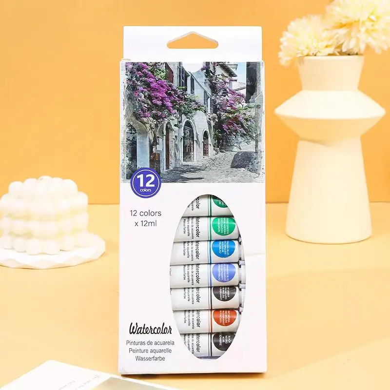 12 color acrylic paint set Beginner hand painted 12ml oil gouache watercolor painting paint 6