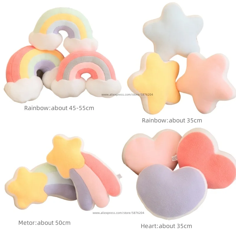 Hot sale Candy Rainbow Lucky Cloud Star Moon Plush Pillow Colorful Crown Memeor Pillow Cushion Sofa Home Decoration Throw Pillow