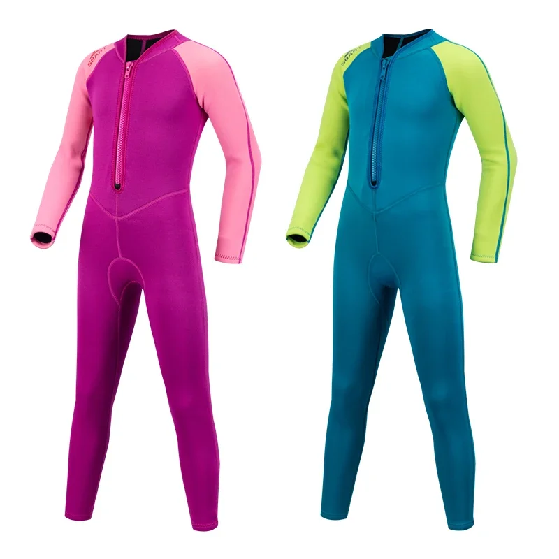 

2mm One Piece Warm Neoprene Wetsuits Kids Anti-UV Spearfishing Full Diving Suits Long Sleeve Boy Girl Surfing Snorkeling Wetsuit