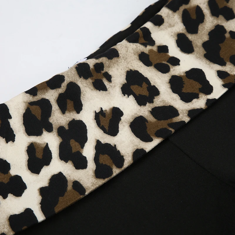 Patchwork Leopard Low Waist Y2K Flared Pants Women Slim Sexy Black Baddie Girl Streetwear Trousers