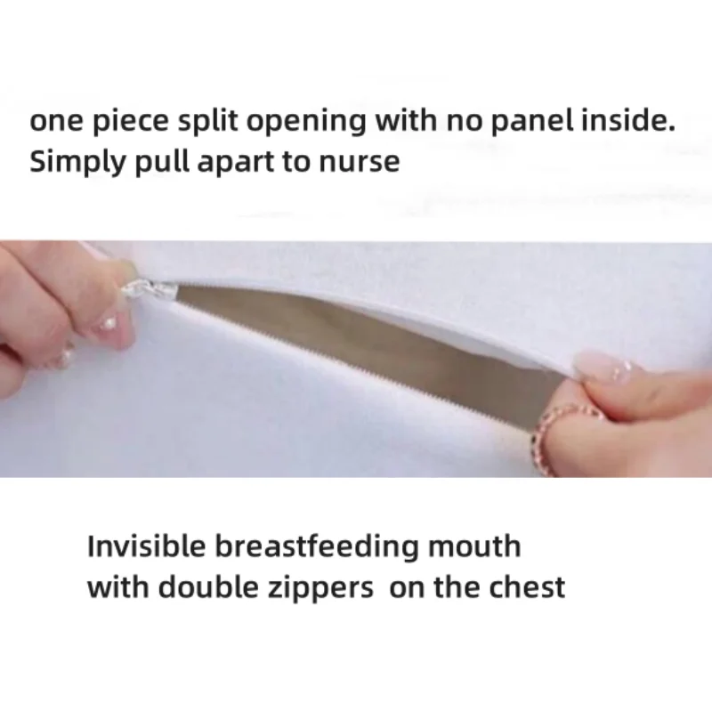 2Pcs Breastfeeding Pregnancy Women T-shirt With Invisible Double Zipper Autumn Fleece Underwear Nursing Tops Maternity Clothing 6