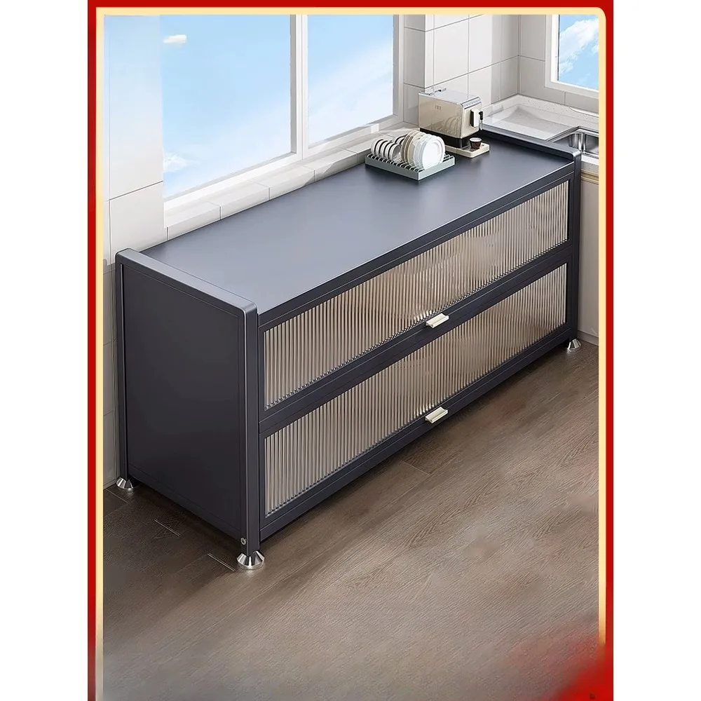 

Xinjiang Baoyou Kitchen Storage Rack Floor to Floor Multi story Storage Bowl Cabinet Multi functional Microwave Oven Cabinet Mea
