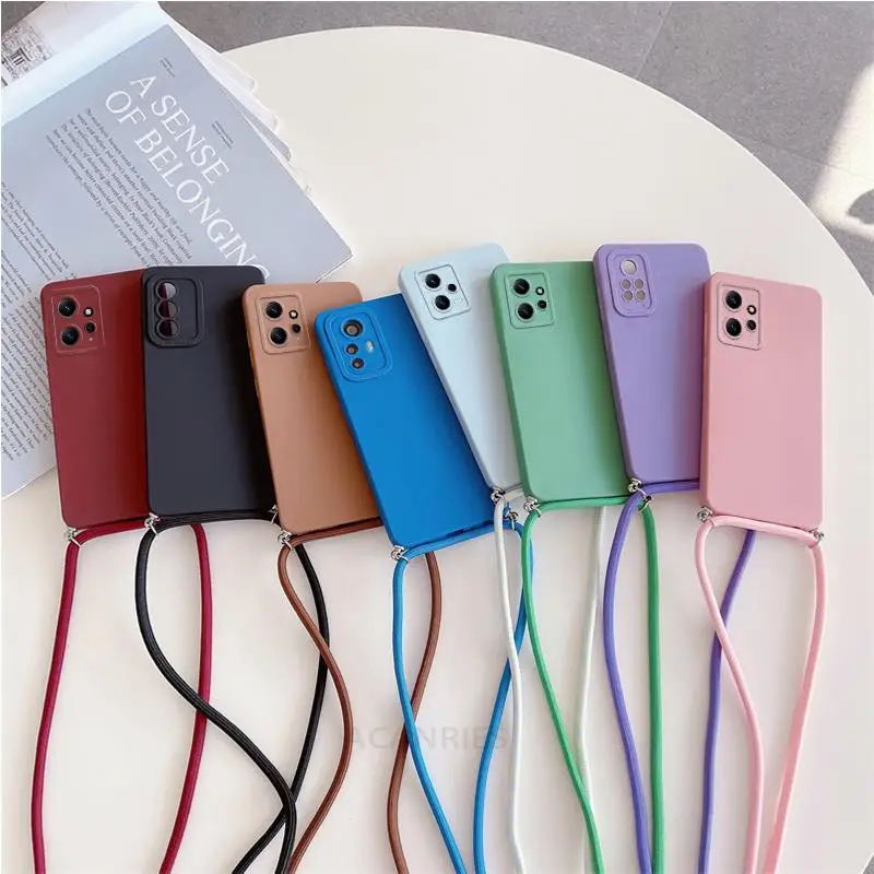 

Crossbody Lanyard Matte Case For Xiaomi Redmi Note 12 Pro Plus 12s 12T 4g 5g Cord Strap Silicone Back Cover Note12 S 12pro