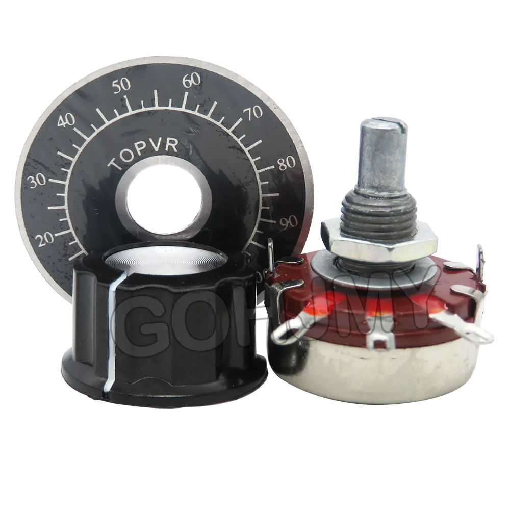 2PCS WTH118 2W 1A Potentiometer 1K 2.2K 4.7K 10K 22K 47K 100K 470K 1M WTH118-2W Round Shaft Carbon Rotary Taper Potentiometer