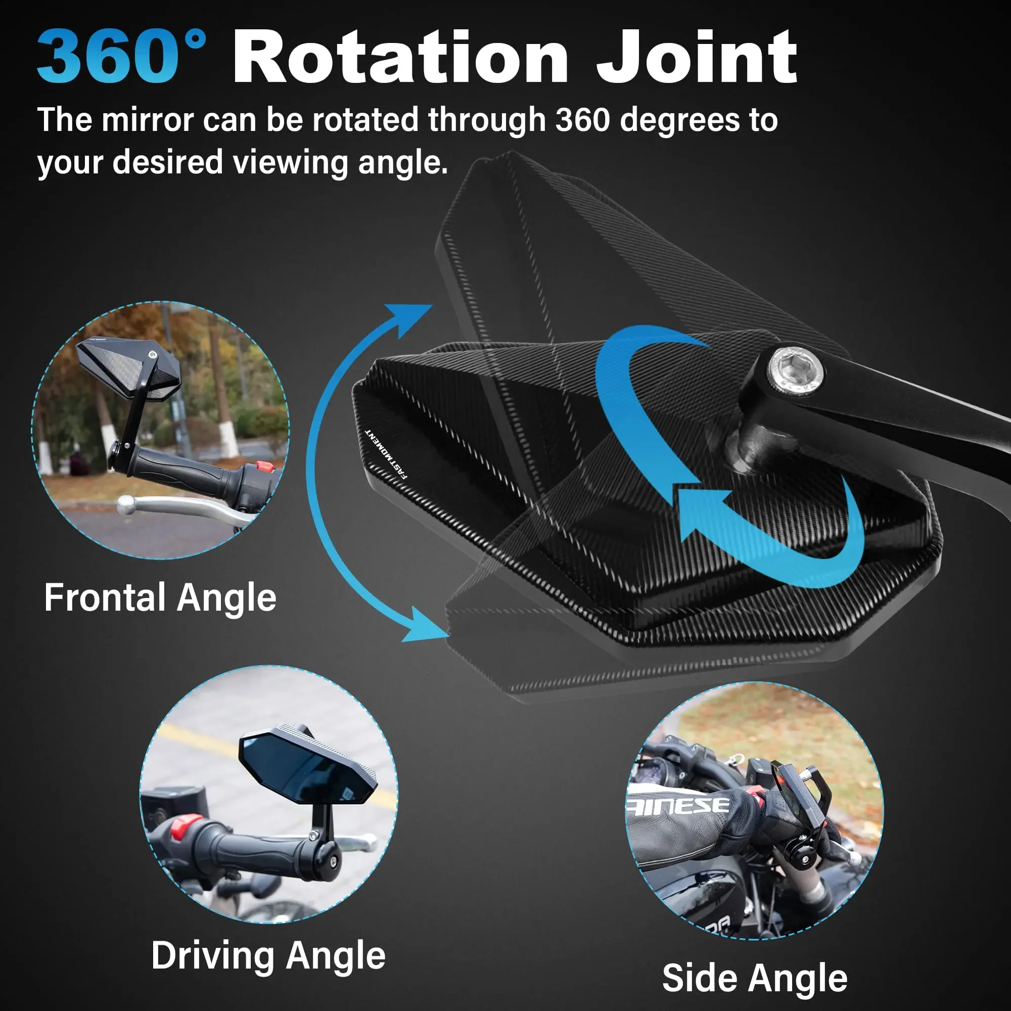 Motorcycle Mirror 2PCS Aluminum Alloy Universal Pedal Rod End Handlebar Rearview Mirror Accessories
