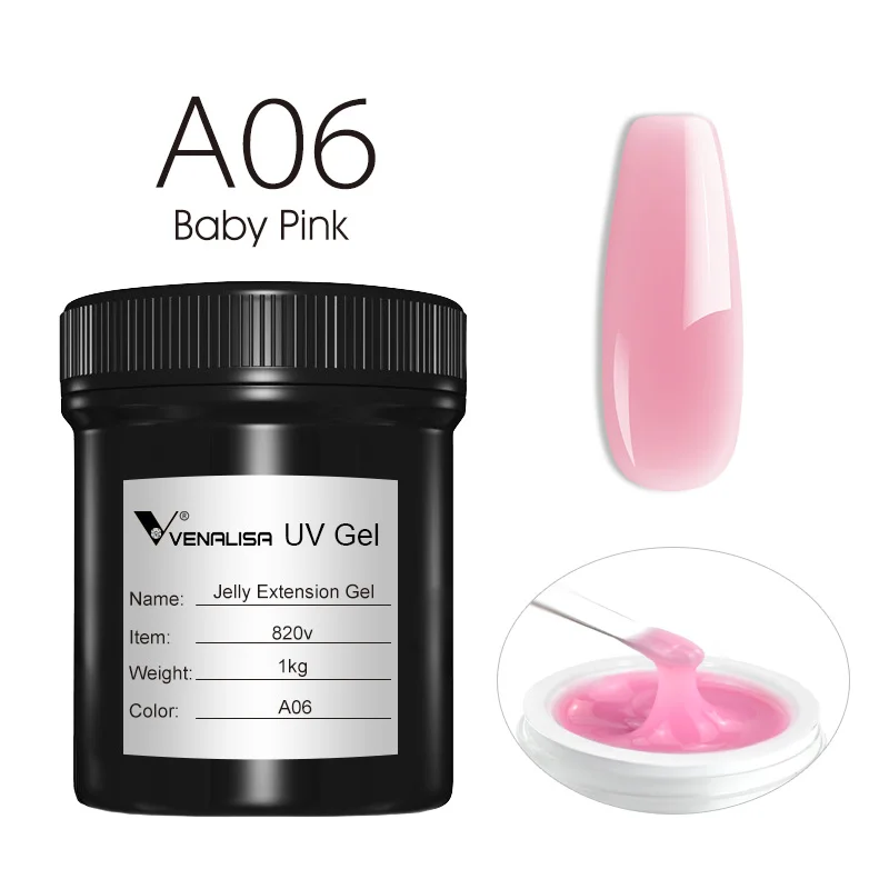 VENALISA 젤리 젤 대용량 1L 젤리 누드 컬렉션 불타지 않는 UV LED 소프트 익스텐션 젤 네일 젤 네일 매니큐어