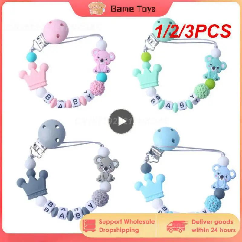 

1/2/3PCS Personalized Name Baby Pacifier Clips Koala Pacifier Chain Holder for Baby Teething Soother Chew Toy Dummy Clips