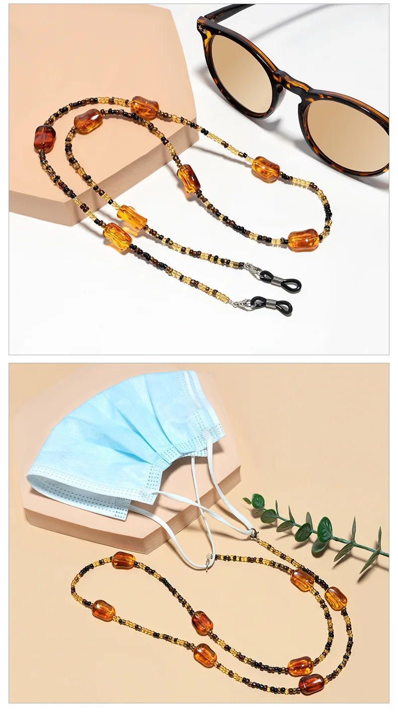 Bernstein Glas Brillen Kette Frauen Mode Sonnenbrillen Straße Foto Dekoration Kette Lesebrille Anti Slip Anti Fallen Hängen – Detail 8