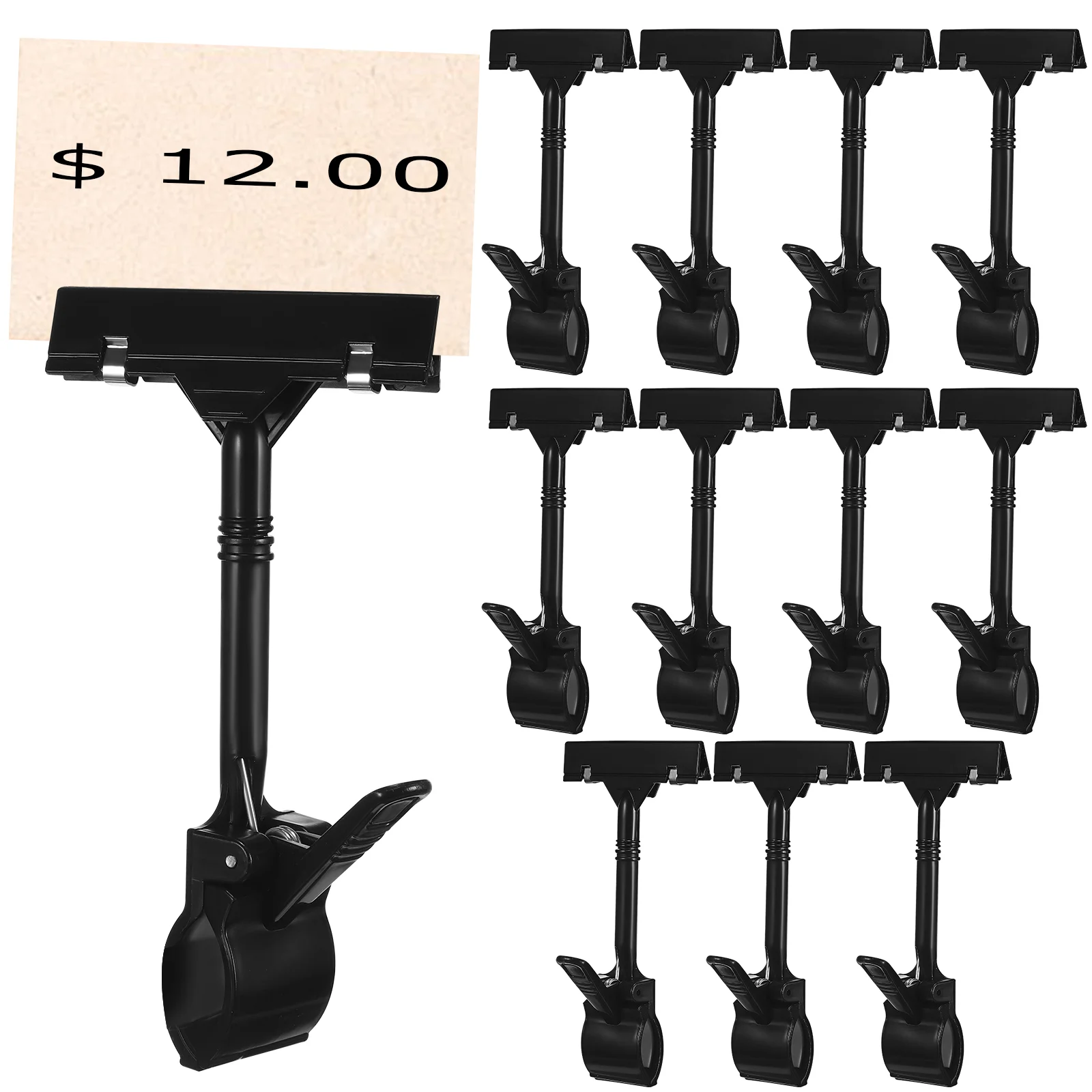 12 Pcs Tags Advertising Display Clip Price Holder Rotatable Name With Clips Sign Place Card 5pcs plastic rotatable pop clip on style merchandise sign display clip tag holders advertising pop display business card holder