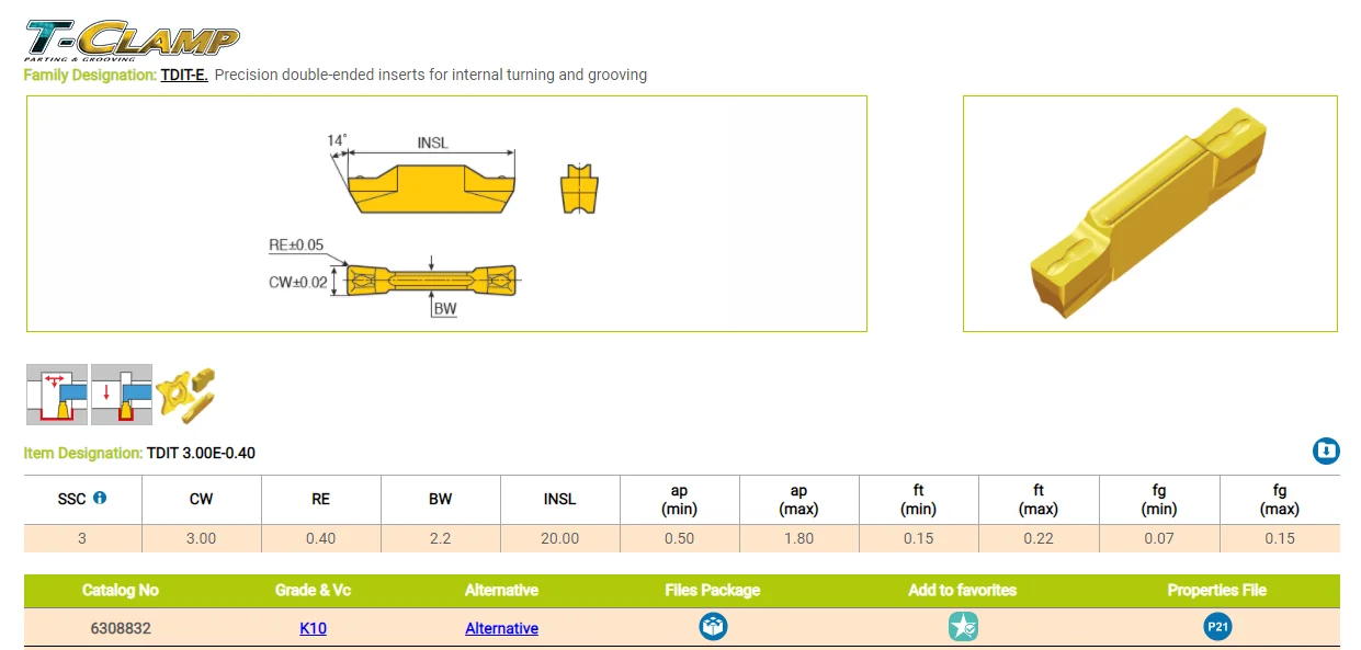 ORIGINAL 10PCS CARBIDE INSERT TDIT 3.00E0.40 K10