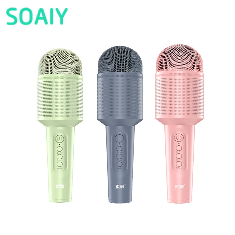 

SOAIY MC8 Live Game Wireless Karaoke Bluetooth Microphone Handheld Portable KTV Player with Dancing Sound Card with Sound Effect