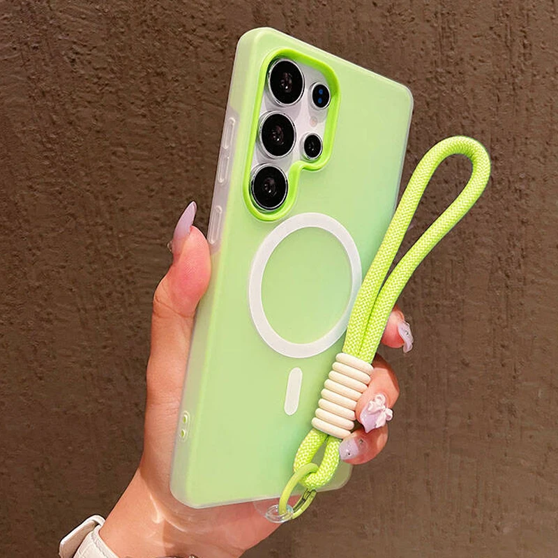 Candy Color Matte Phone Case with Lanyard - Soft Protective Cover