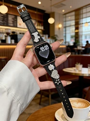 Elegant Leather Loop Luxury Watch Strap - 38mm40mm41mm (Bling black)
