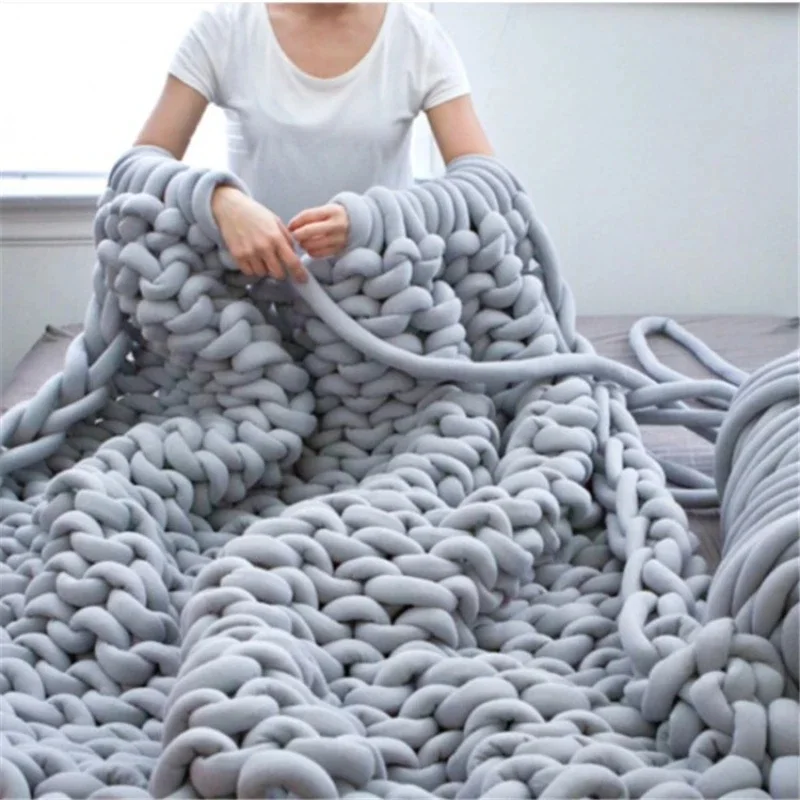 1KG 1000G Super Chunky Yarn Thick Bulky Giant Thread White for Hand  Knitting Bag DIY Coarse Velvet Soft Big Blanket Carpet 자이언트얀
