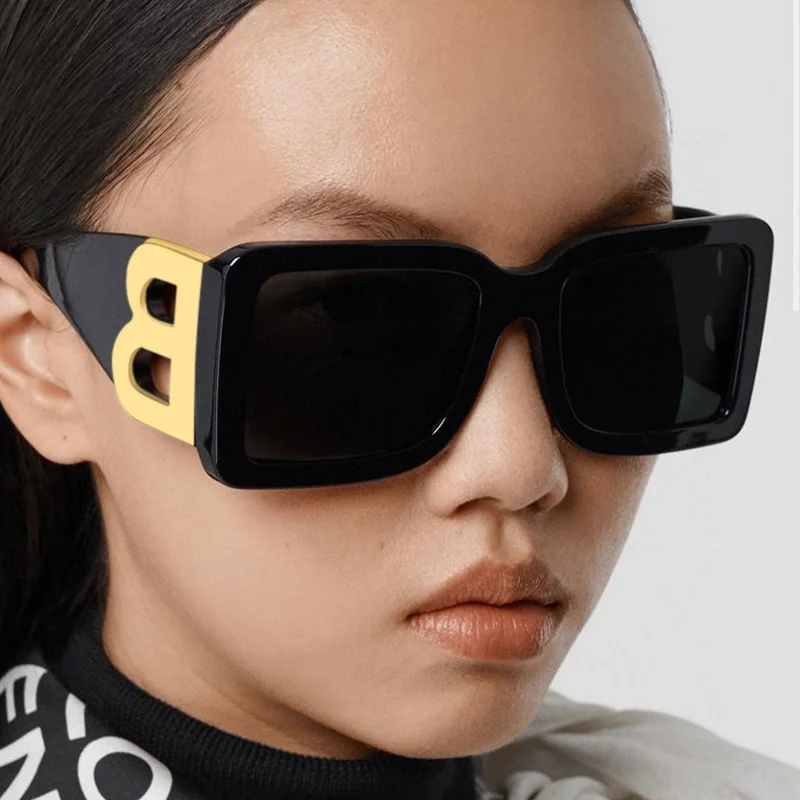 2021 New Fashion Brand Square Sunglasses For Women Vintage Oversized Graident Cat Eye Sun Glasses Female Black Leopard Men Shade big sunglasses for women