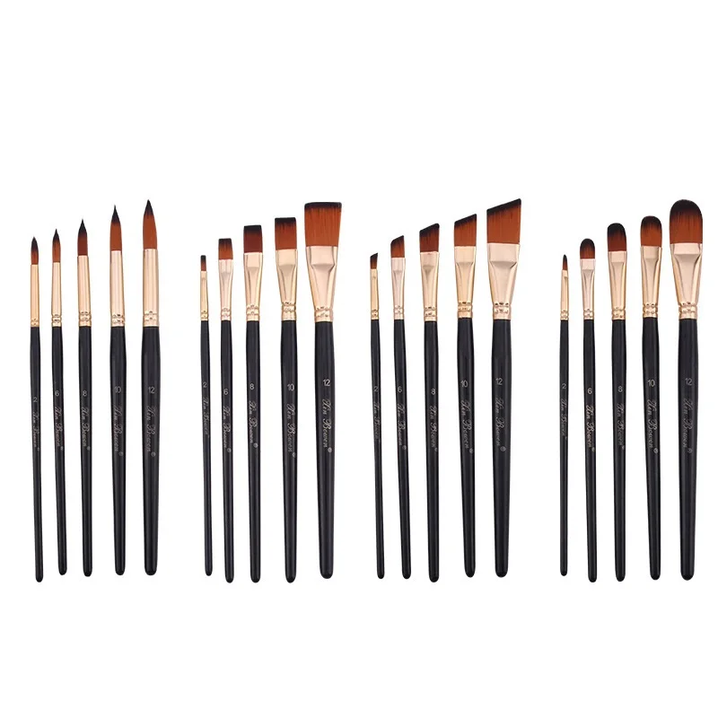 5pcs Artist Paint Brush Kit Professional Round Flat Angled Filbert Paintbrushes for Oil Acrylic Watercolor Face Craft Painting 5