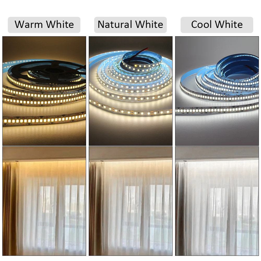 Description Picture 3 of itemMJJC 5M 12V LED Strip SMD 2835 LED Tape 120LED/M 240LED/M Ice Blue Warm Cool White Flexible Strip Ribbon Home Decor Light
