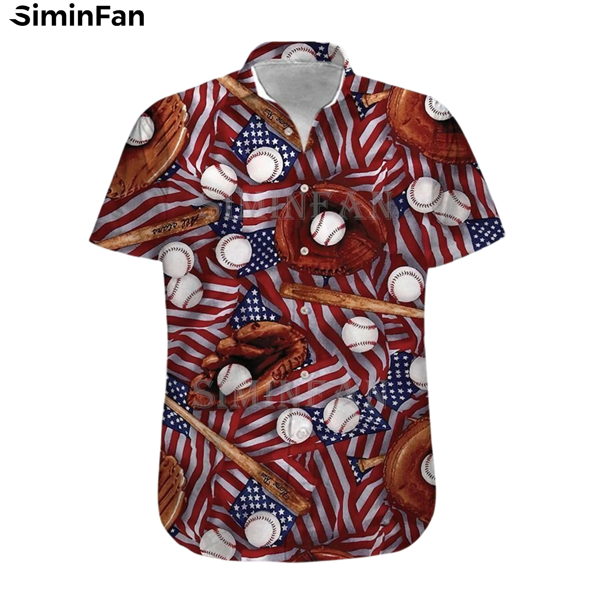 America Baseball 3D Stampato Mens Hawaiian Aloha Camicie Guayabera Luxury Camisa Holiday Summer Beach T-Shirt Manica Corta Tee Top