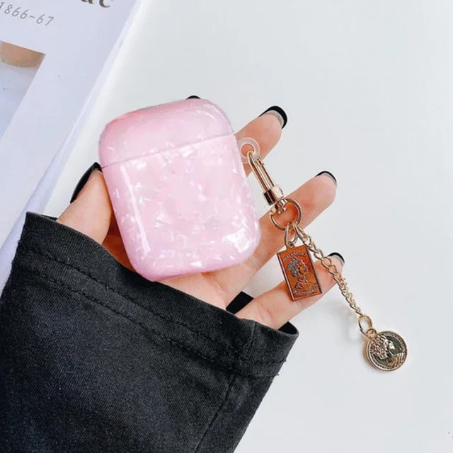 Luxury Girls Pearl Shell Case for Apple Airpods 1 2 3 Case for AirPods Pro Case with Keychain Earphone Accessories Headphone Box Pink for AirPods 12