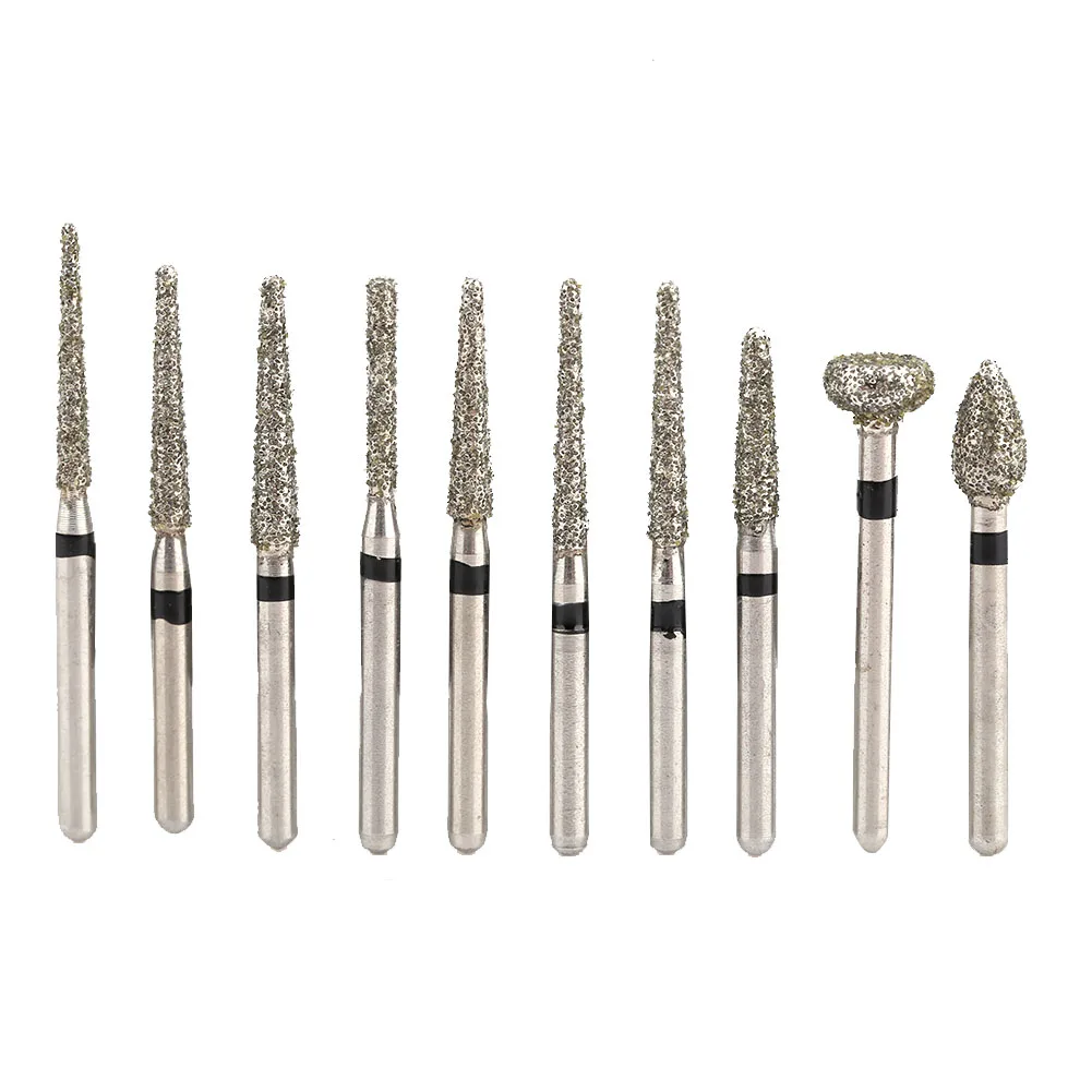 

10Pcs/box Dental Diamond Burs Drill Dentist Polish Tool 1.6mm for Teeth Porcelain Ceramics High Speed Handpiece Emery Bits Oral