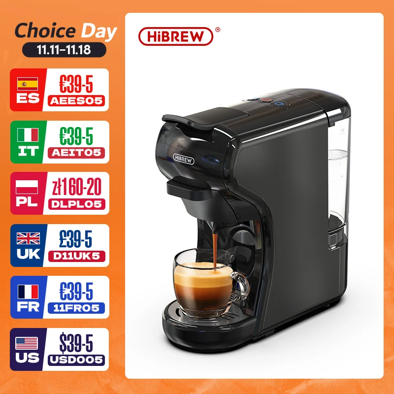Coffee Maker HiBREW 19 Bar 4in1 Hot & Cold Capsule Espresso Maker