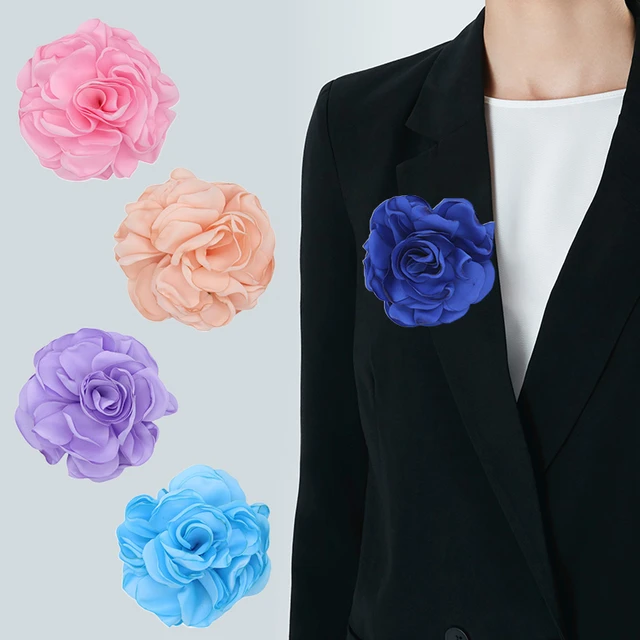 Cloth Art Flower Brooches for Women Big Flower Brooch Pin Bag
