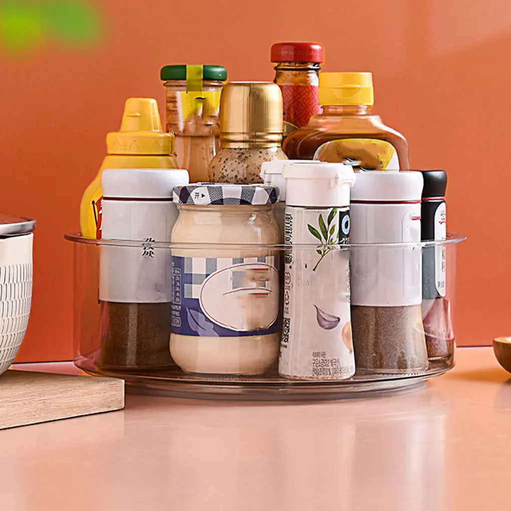 Rotating Kitchen Seasoning Organizer Holder Acrylic Cabinet Rotating Spice Rack Spinning Organizer Rotating Turntable Organizer 2