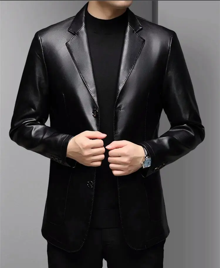 S44b6252748354f4299e24d6cd60622c7B Brand Pu Leather Jacket Men Autumn Winter Casual Men's Jackets Solid Clothes Soft Motorcycle Outerwear Masculinas M-3XL Mallzona