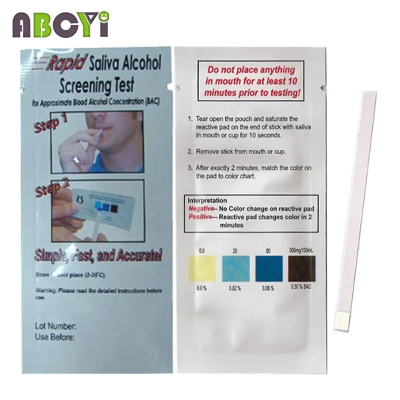 Disposable Saliva Alcohol Screening Test Alcohol Test Paper Innoxious Accurate Safety Health Measurement