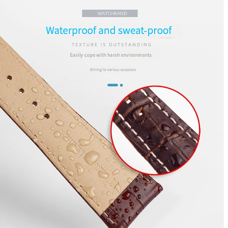 Large Width Genuine Leather Watch Strap