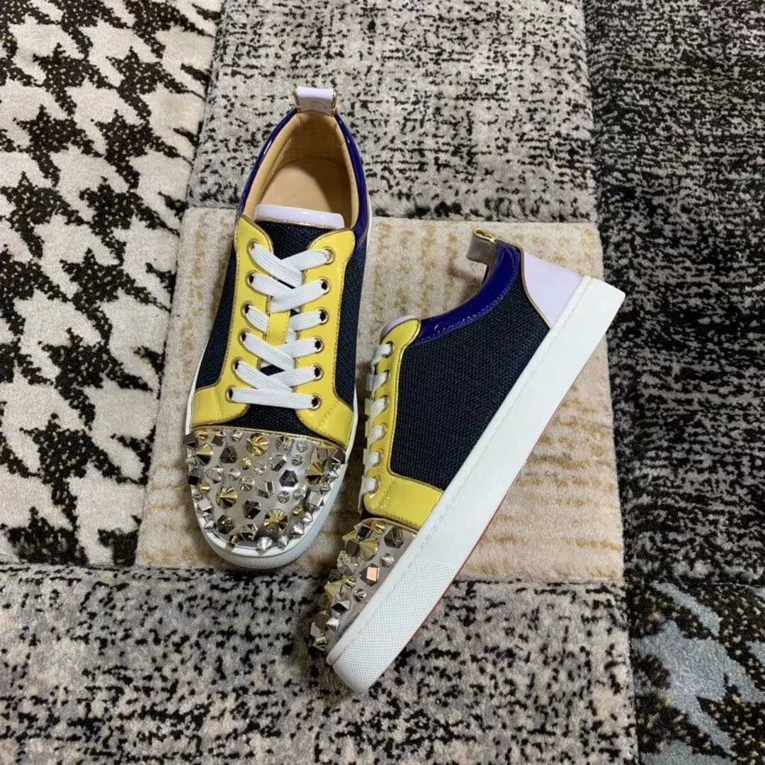 Luxury Shoes Men's Shoes Red Sole Shoes Leather Low Top Rivet Men's