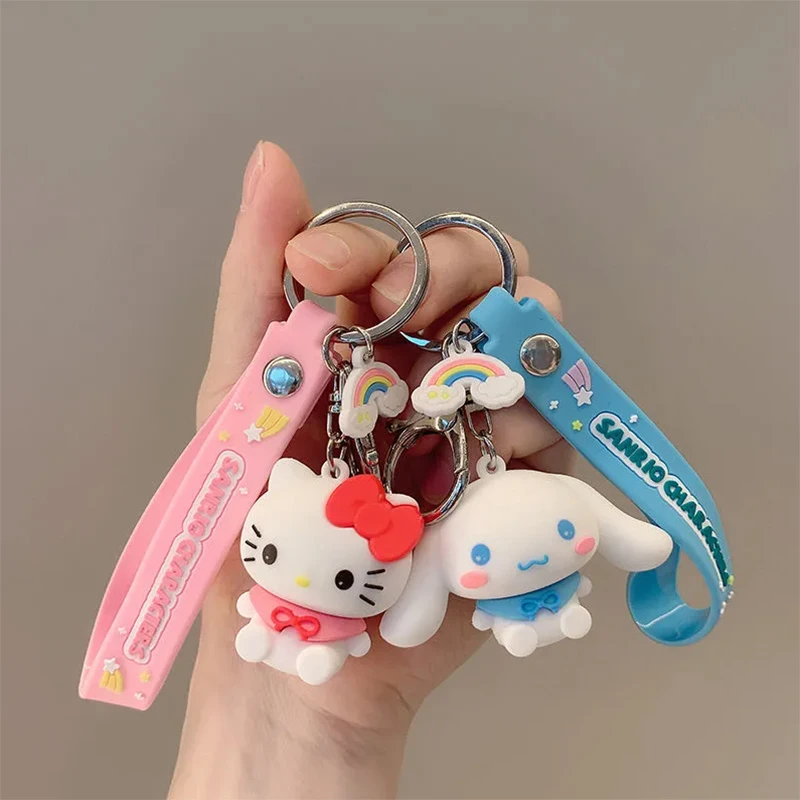 

New Sanrio Kuromi Cinnamoroll Keychain Girls Cartoon Pompompurin Pendant Bag Car Key Decoration Halloween Gifts Toys for Kids