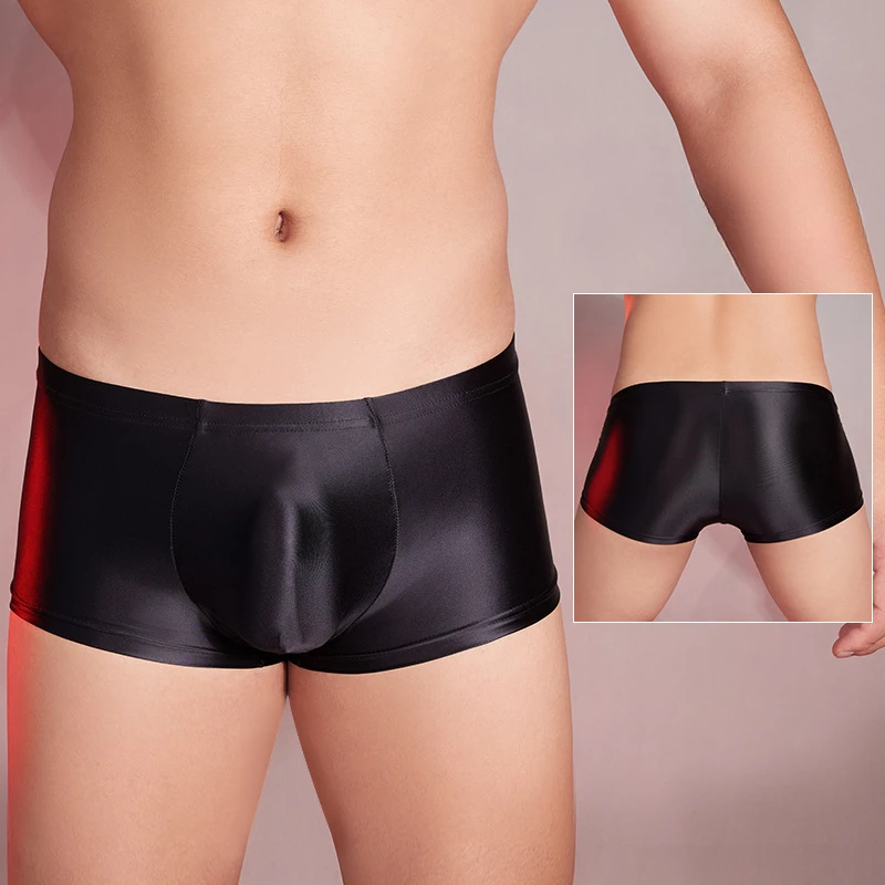 

Men Boxers Panties Shiny Glossy U Convex Pouch Trunks Ultra Elastic Thin Breathable Underpants Seamless Bikini Slip Homme