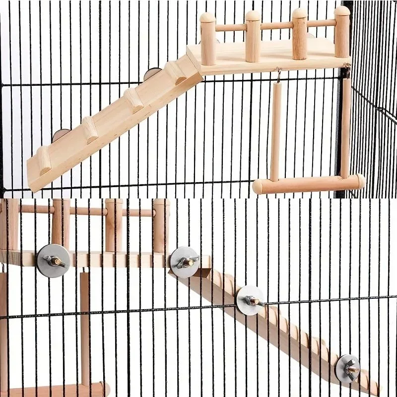 Bird Perch Stand Bird Perches Platform Bird Swing Climbing Ladder Toy Parrot Wooden Playing Exercise Stands Parrot Toys Birds Stand
