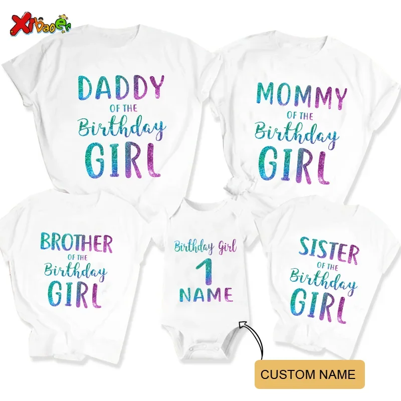 

2024 Birthday T Shirt Matching Family Outfits Lovable Letter Printing TShirts Kids Party Custom Name T-Shirt Clothes Family Look
