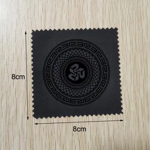 200 Pieces 8x8cm Black Suede Glasses Cloth Printed With Black Logo