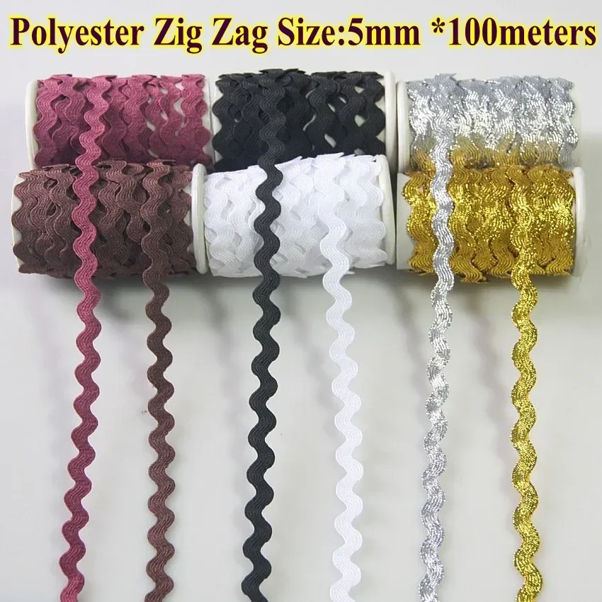 

Металлическая лента Zig zag Ric rac S, размер 5 мм, 100 м в рулоне
