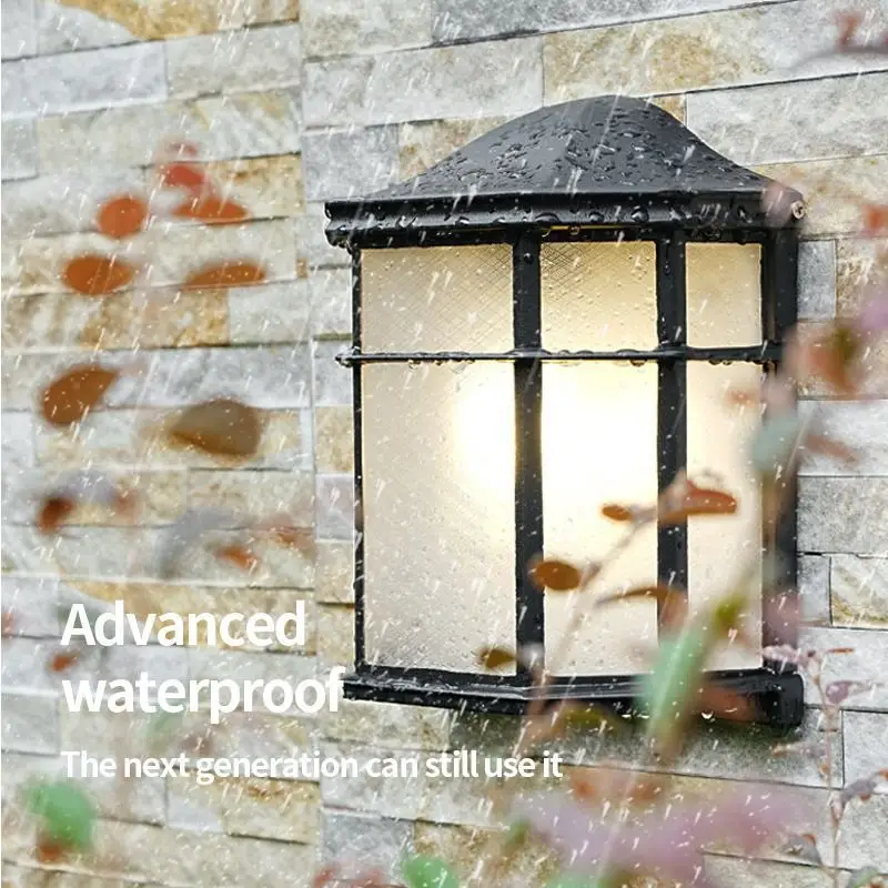 Waterproof Outdoor Garden Lighting E27 Wall Mount LED Wall Lamps For Corridor Yard Patio Glass Light Fixture Copper Sconce wall light