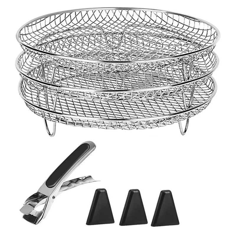 

Air Fryer Rack Steamer Roasting Rack Stackable Dehydrator Racks Air Fryer Tray For Most Air Fryer Spare Parts Accessories