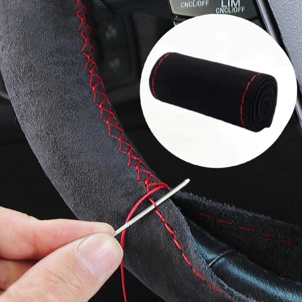 Suede Leather Braided Steering Wheel Cover – Premium Anti-Slip Interior Protector