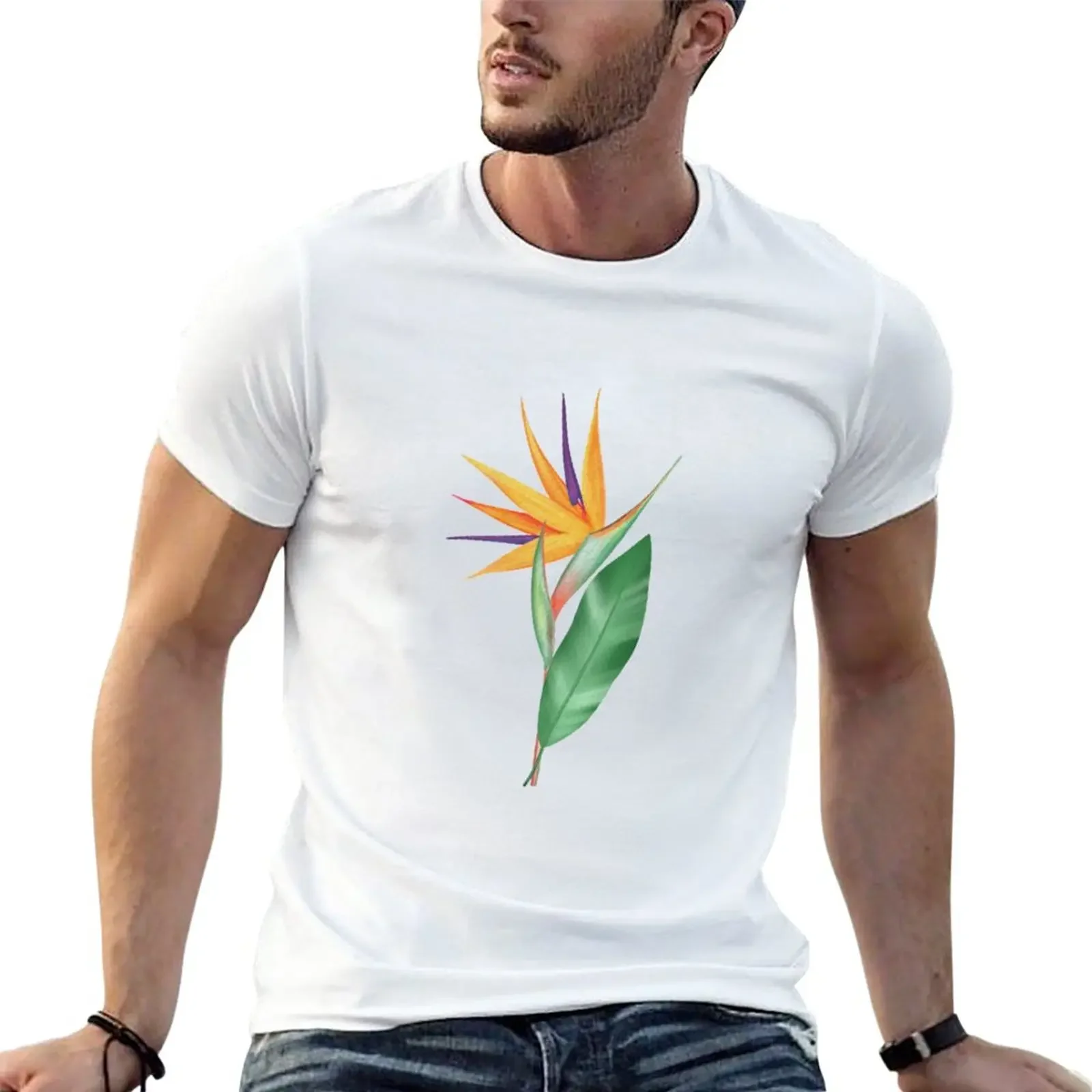 Acquerello Bird Of Paradise Flower O Strelitzia Reginae T-Shirt Ad Asciugatura Rapida Customs New Edition Magliette Grafiche Da Uomo Anime
