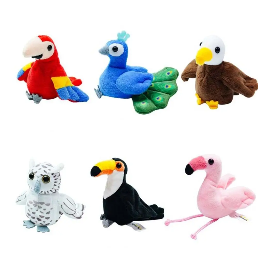 Peacock Owl Bird Finger Puppet Plush Doll Storytelling Parrot Finger Doll Kawaii Simulation Animal Hand Puppet Interactive Toy