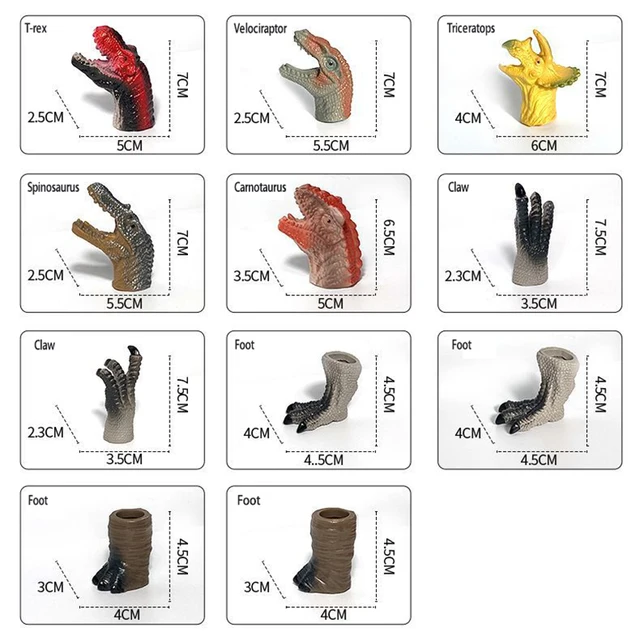 5pcs Finger Dinosaur Puppet Toys Battle Role Play Toy Velociraptor Mini Hand Animal Model Doll Soft Rubber Gloves Gifts for Boys 6