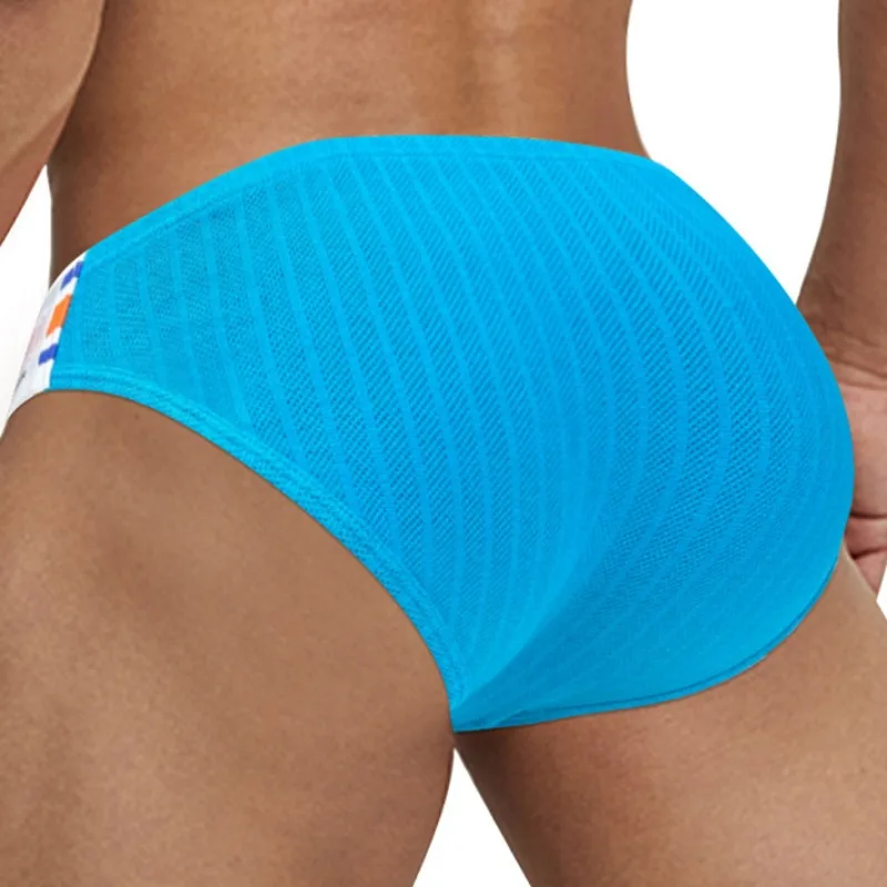Men Thong Swimming Trunks Trendy Splicing Briefs Bikini Quick Drying Breathable Swimsuit Low-waisted Sports Bathing Suit