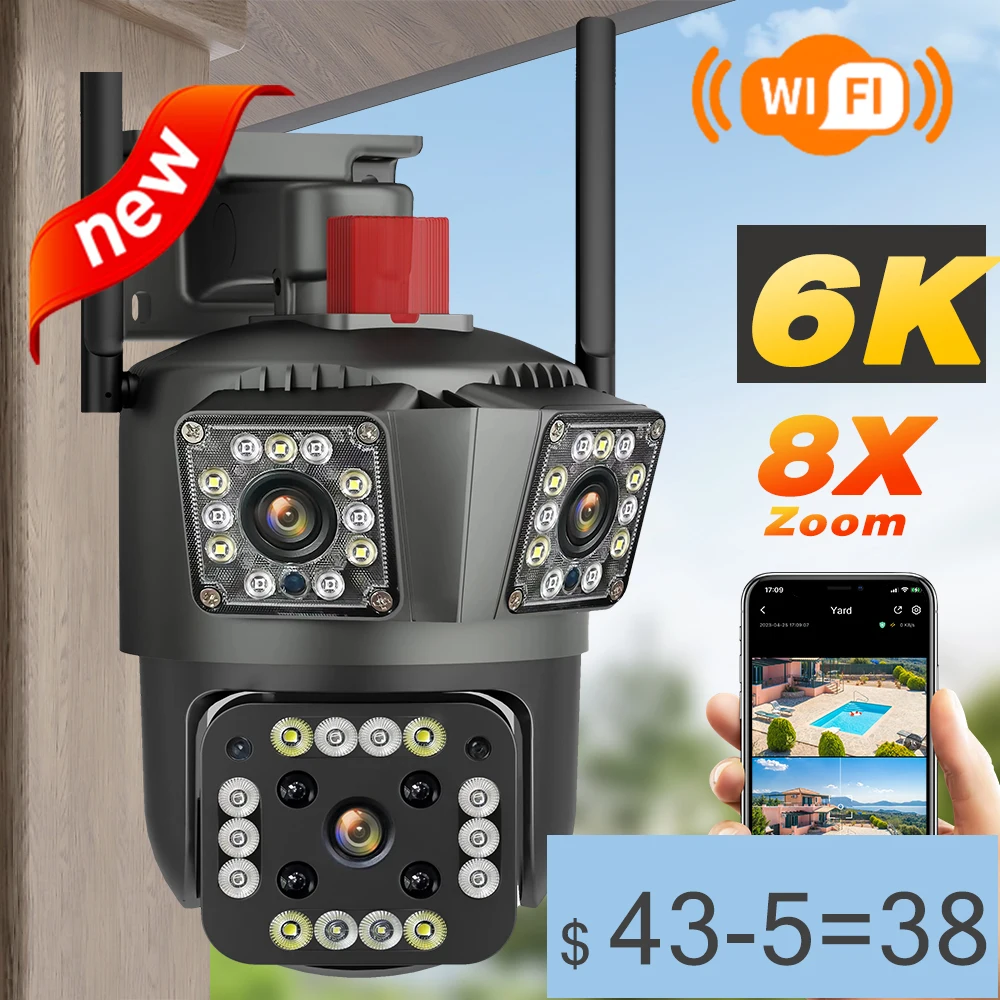 cámara IP 4K de 8MP, videocámara PTZ con seguimiento automático, domo de  velocidad de 5MP, WIFI inalámbrico para exteriores, Monitor de vigilancia  para el hogar inteligente Alegría Market