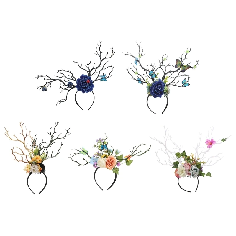 

MXMB Темная повязка на голову с бабочками для девочек на Хэллоуин, вечерние наряды для маскарада