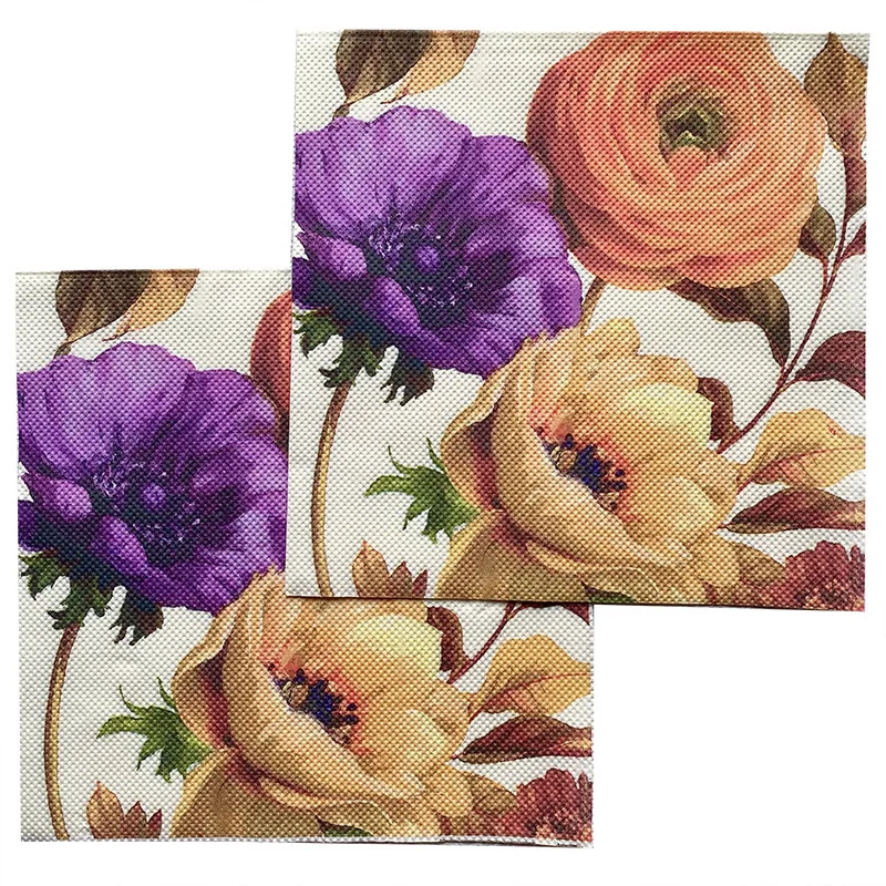 paper napkins disposable paper placemats tissue paper decoration 10/20pcs/Pac 33*33cm 2-Ply New Colourful Leaf Flower Printed Napkin Party Decoration Wine Glass Flower Paper Paper Placemat