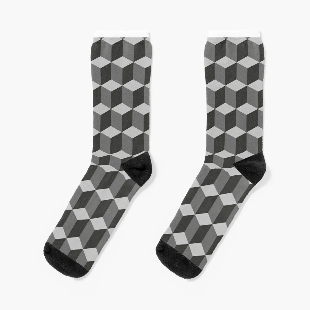 Mc Escher Cubes Socks Designer Cool Socks For Women'S