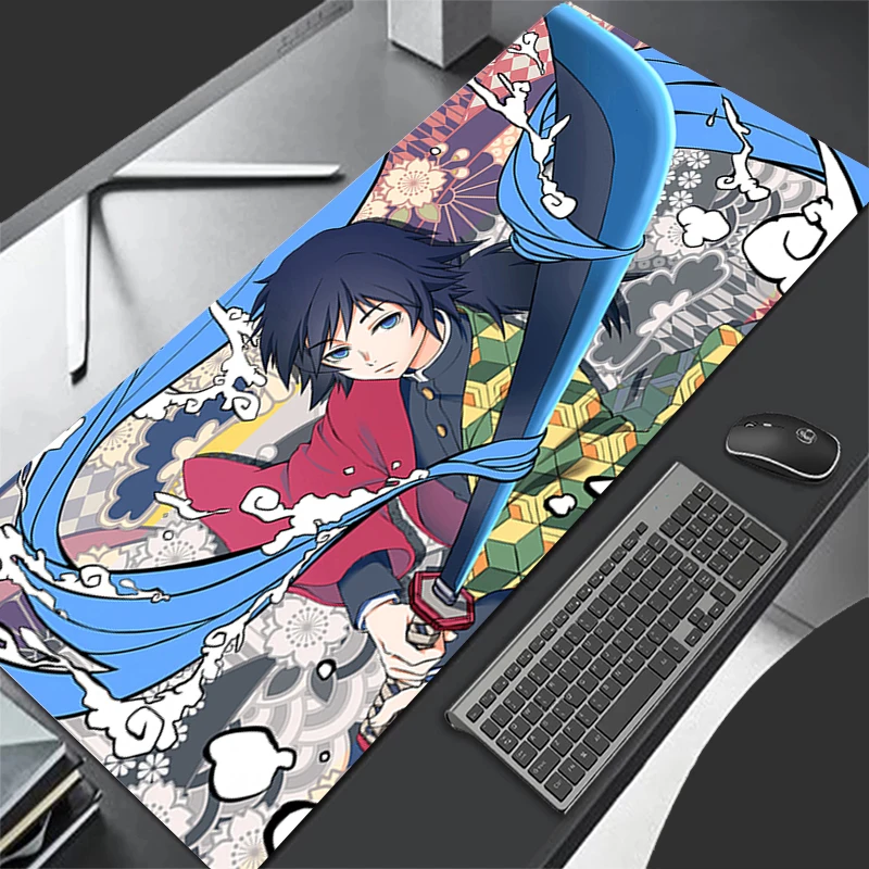 Demon Slayer Tomioka Giyuu Mouse Pad Gaming Accessories PC Gamer alfombrilla xxl Computer Desk Mat Laptop Varmilo Keyboard Pads 3
