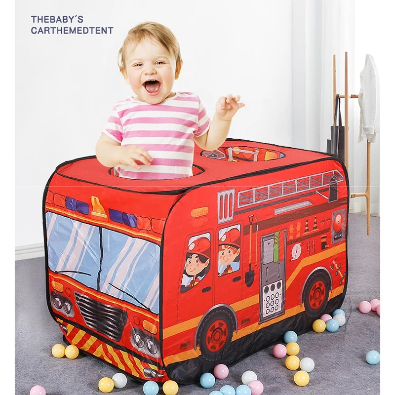 Children Tent Kids Play Tent Toy Foldable Playhouse Cloth Fire Truck Police Car Game House Bus